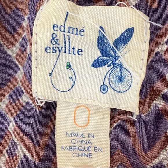 Anthropologie Edme & Estylle purple and filament silk top size 0 - Picture 5 of 6